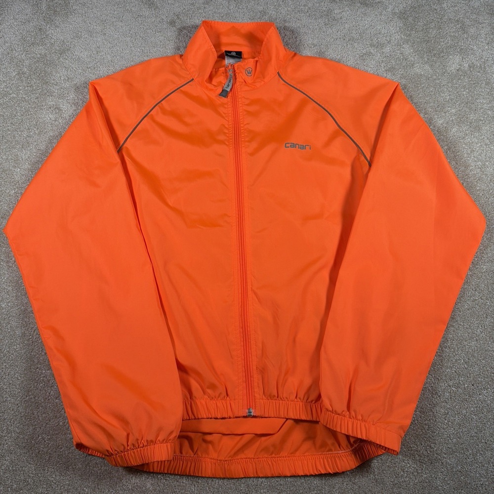 Canari Cycling Full Zip‎ Drop Tail Jacket Mens Large Orange Lightweight Biking